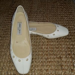 Jimmy Choo White Patent Leather Flat - Cutouts